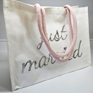 Cynthia Rowley Just Married Large Sequin Tote Bag Bride Wedding